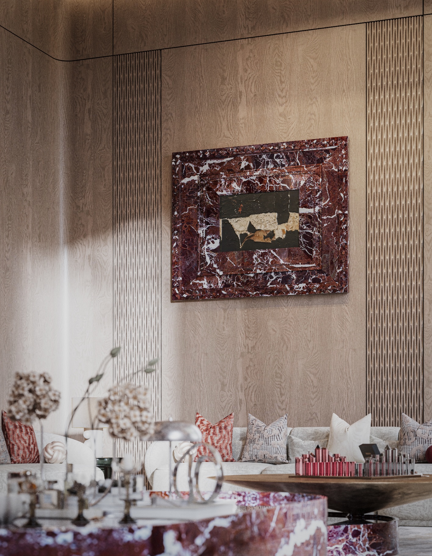 The frame is stone. The painting is quiet.