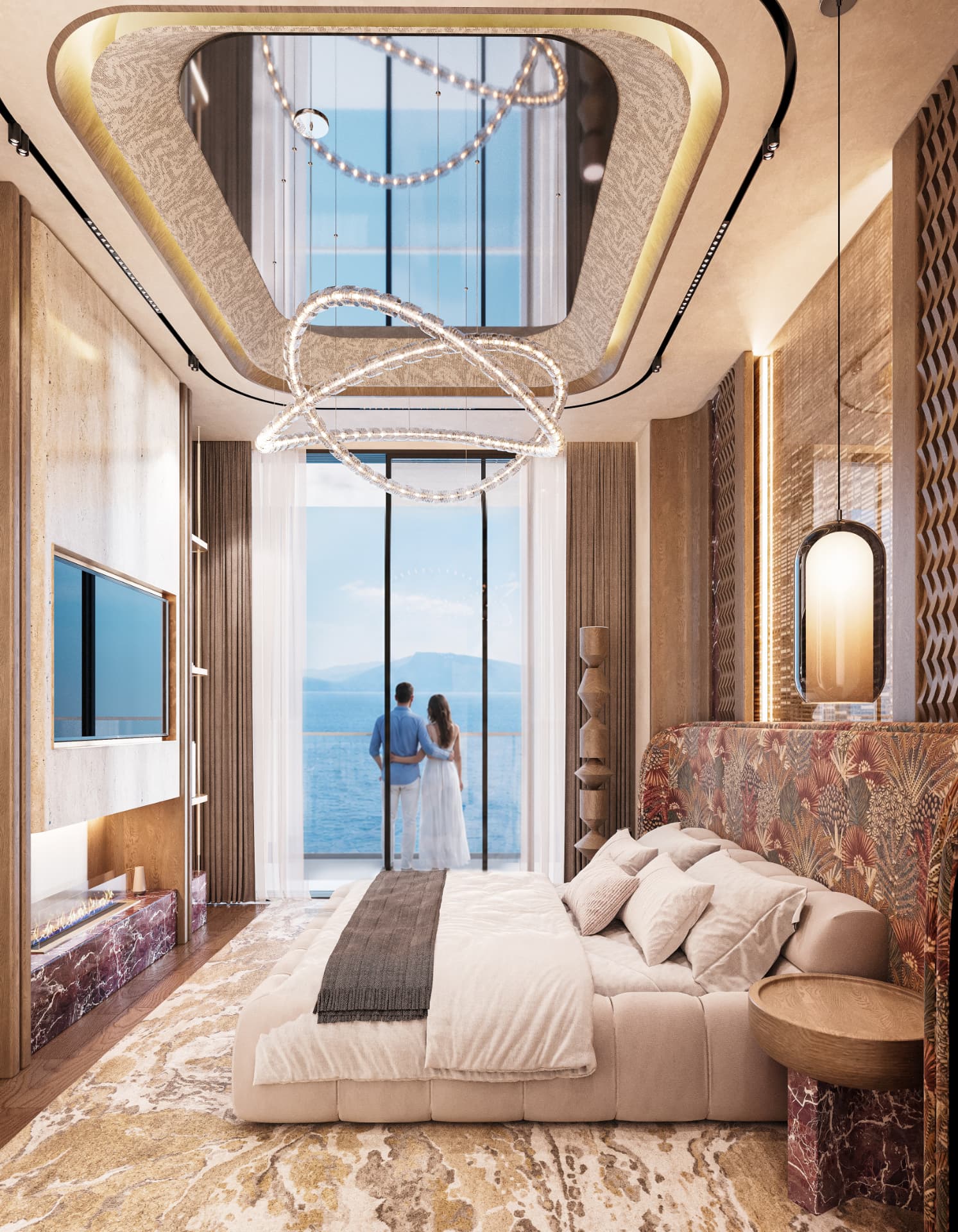 A room the sea wakes up.